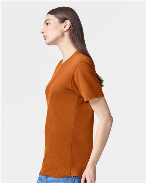 American Apparel 2001 Unisex Fine Jersey Tee - Rust - model side