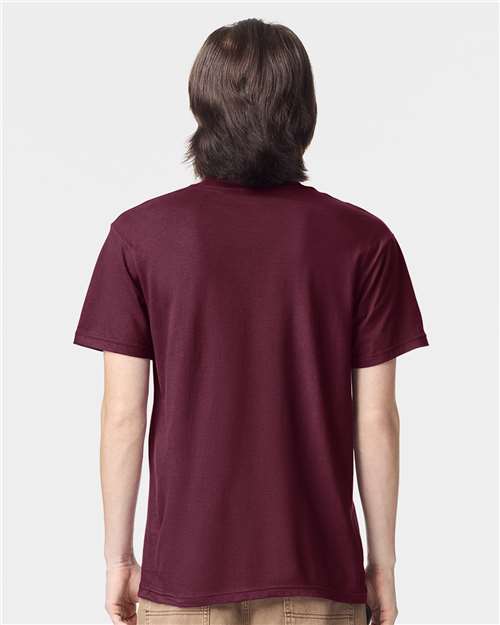 American Apparel 2001 Unisex Fine Jersey Tee - Burgundy - model back