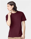 American Apparel 2001 Unisex Fine Jersey Tee - Burgundy - model front