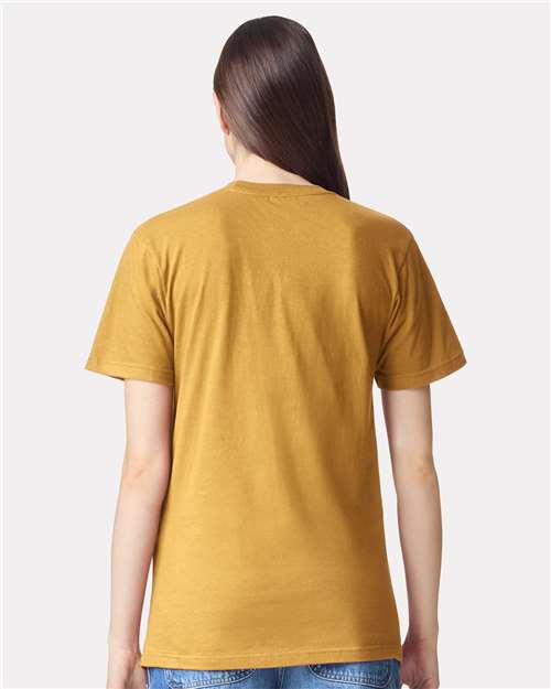 American Apparel 2001 Unisex Fine Jersey Tee - Mustard - model back