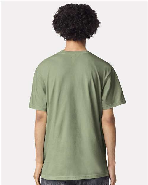 American Apparel 2001 Unisex Fine Jersey Tee - Sage - model back