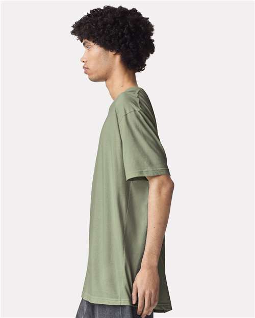 American Apparel 2001 Unisex Fine Jersey Tee - Sage - model side