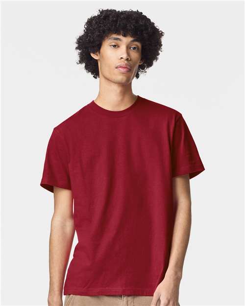 American Apparel 2001 Unisex Fine Jersey Tee - Cardinal - model front