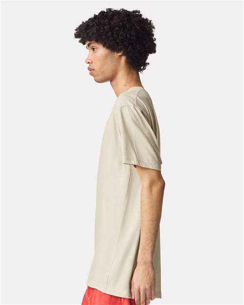 American Apparel 2001CVC Unisex CVC Tee - Heather Cream - model side