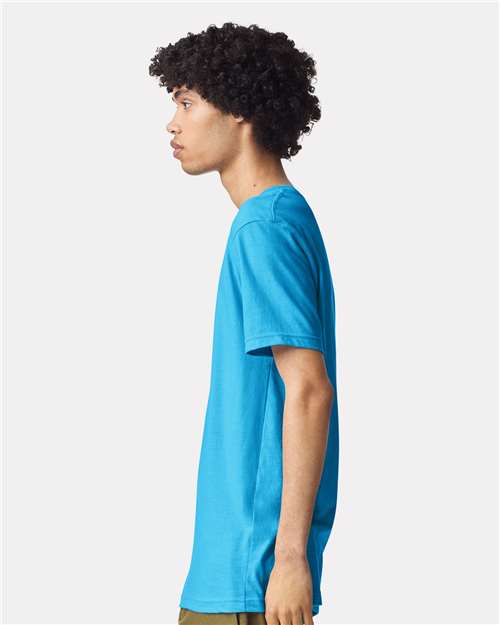 American Apparel 2001CVC Unisex CVC Tee - Heather Teal - model side