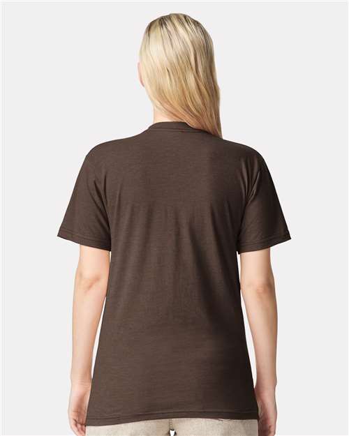 American Apparel 2001CVC Unisex CVC Tee - Heather Brown - model back