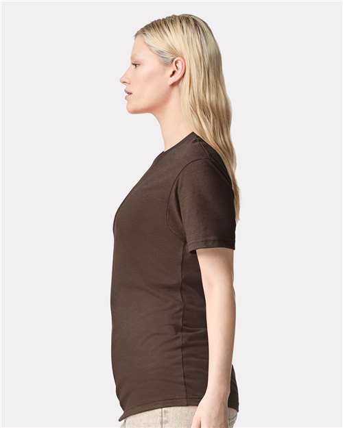 American Apparel 2001CVC Unisex CVC Tee - Heather Brown - model side