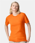 American Apparel 2001CVC Unisex CVC Tee - Heather Orange - model front