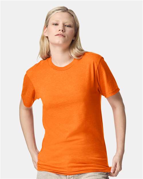 American Apparel 2001CVC Unisex CVC Tee - Heather Orange - model front
