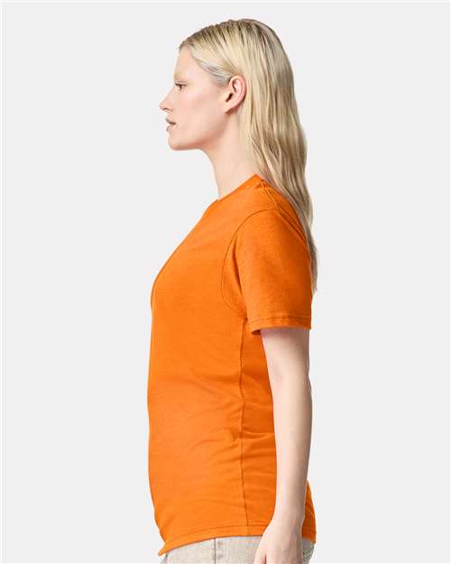 American Apparel 2001CVC Unisex CVC Tee - Heather Orange - model side