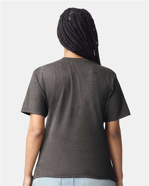 American Apparel 2001CVC Unisex CVC Tee - Heather Asphalt - model back