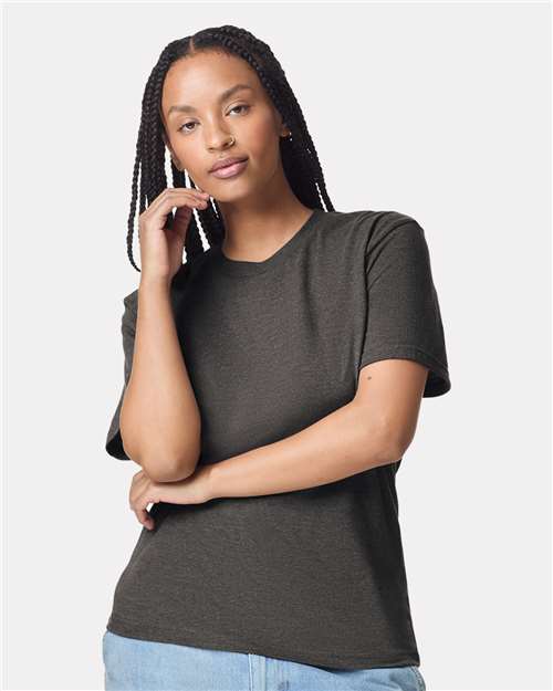 American Apparel 2001CVC Unisex CVC Tee - Heather Asphalt - model front