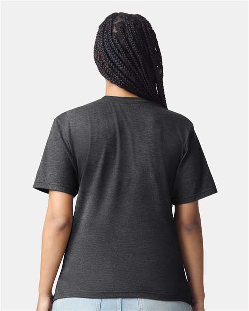 American Apparel 2001CVC Unisex CVC Tee - Heather Black - model back