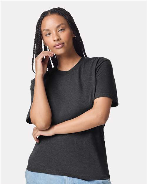 American Apparel 2001CVC Unisex CVC Tee - Heather Black - model front