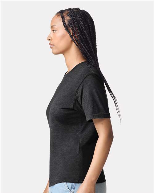 American Apparel 2001CVC Unisex CVC Tee - Heather Black - model side