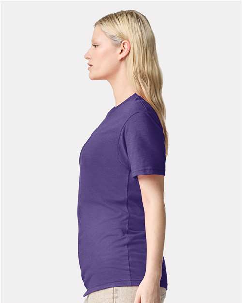 American Apparel 2001CVC Unisex CVC Tee - Heather Purple - model side