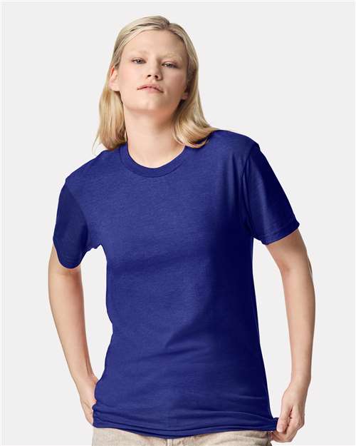 American Apparel 2001CVC Unisex CVC Tee - Heather Lapis - model front