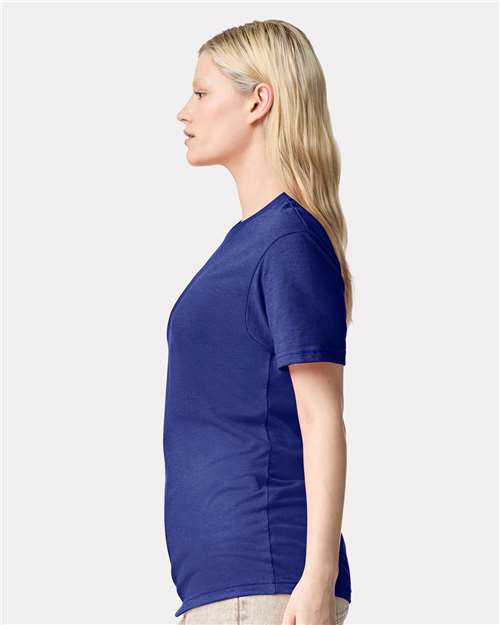American Apparel 2001CVC Unisex CVC Tee - Heather Lapis - model side