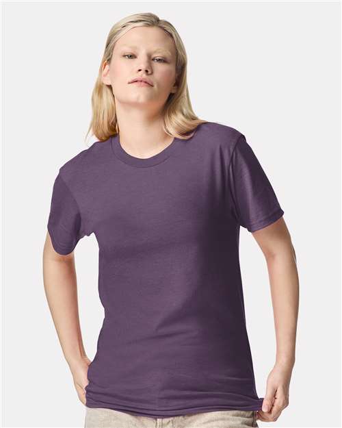 American Apparel 2001CVC Unisex CVC Tee - Heather Grape - model front