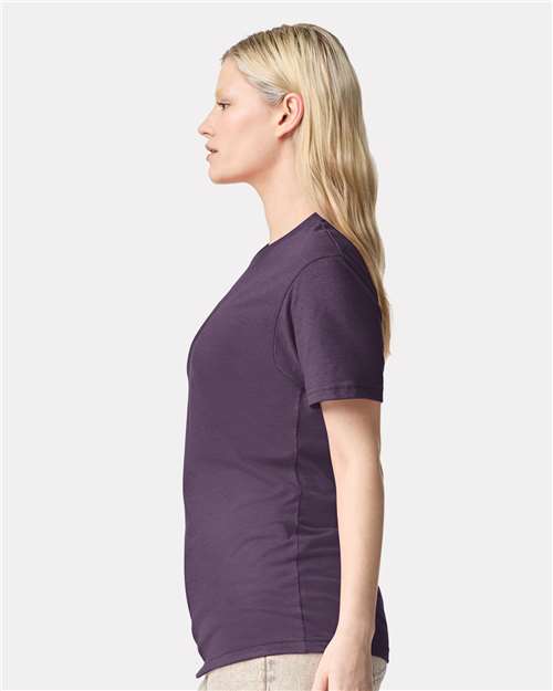 American Apparel 2001CVC Unisex CVC Tee - Heather Grape - model side