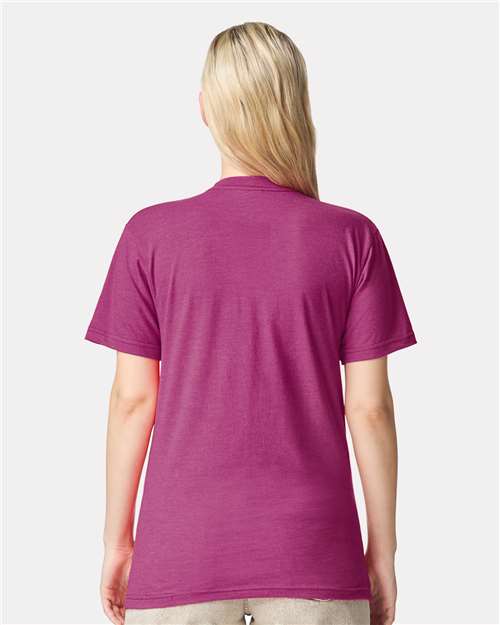 American Apparel 2001CVC Unisex CVC Tee - Heather Super Pink - model back