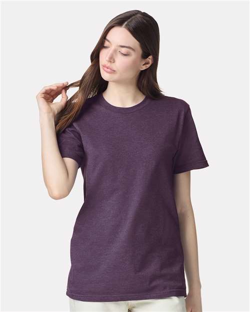 American Apparel 2001CVC Unisex CVC Tee - Heather Eggplant - model front