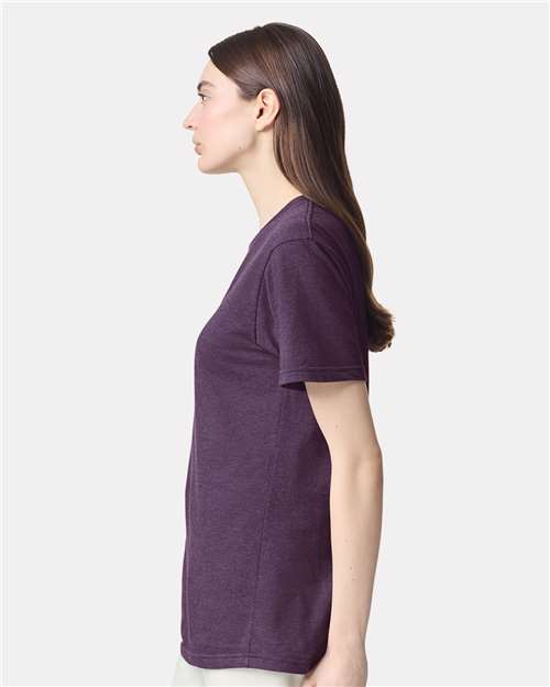American Apparel 2001CVC Unisex CVC Tee - Heather Eggplant - model side