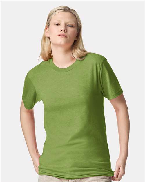 American Apparel 2001CVC Unisex CVC Tee - Heather Nephrite - model front