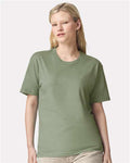American Apparel 2001CVC Unisex CVC Tee - Heather Sage - model front