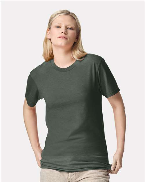 American Apparel 2001CVC Unisex CVC Tee - Heather Forest - model front