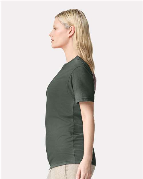 American Apparel 2001CVC Unisex CVC Tee - Heather Forest - model side