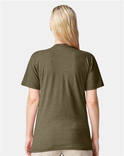 American Apparel 2001CVC Unisex CVC Tee - Heather Olive - model back