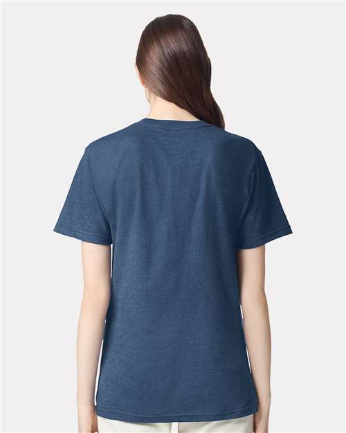 American Apparel 2001CVC Unisex CVC Tee - Heather Sea Blue - model back