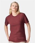 American Apparel 2001CVC Unisex CVC Tee - Heather Burgundy - model front
