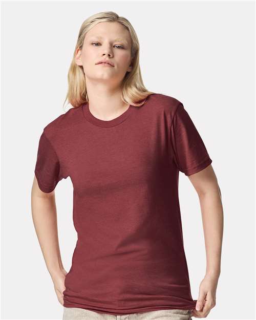 American Apparel 2001CVC Unisex CVC Tee - Heather Burgundy - model front