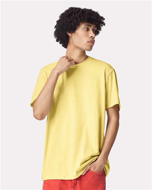 American Apparel 2001CVC Unisex CVC Tee - Heather Panna Cotta - model front