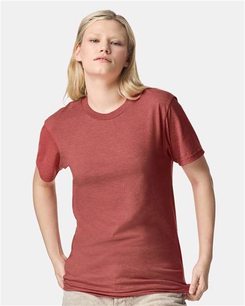 American Apparel 2001CVC Unisex CVC Tee - Heather Canyon - model front