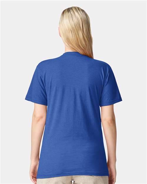 American Apparel 2001CVC Unisex CVC Tee - Heather Royal Blue - model back