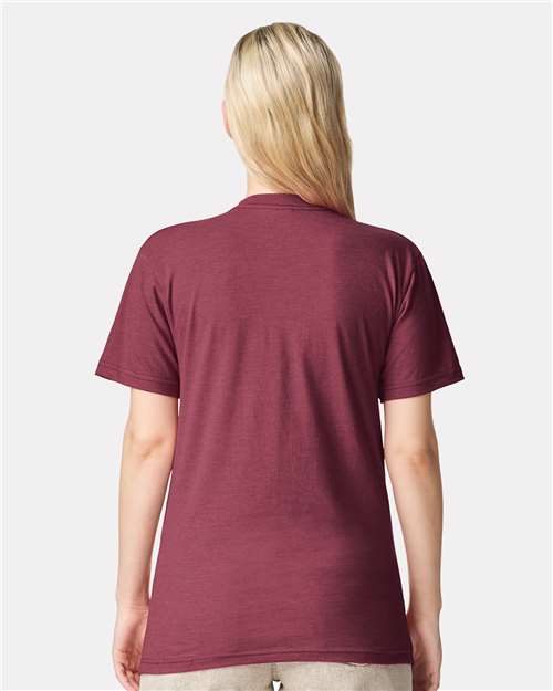 American Apparel 2001CVC Unisex CVC Tee - Heather Cranberry - model back