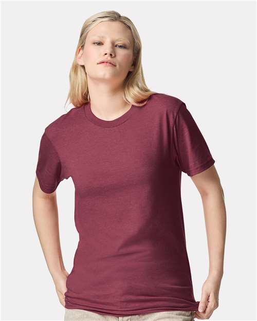 American Apparel 2001CVC Unisex CVC Tee - Heather Cranberry - model front