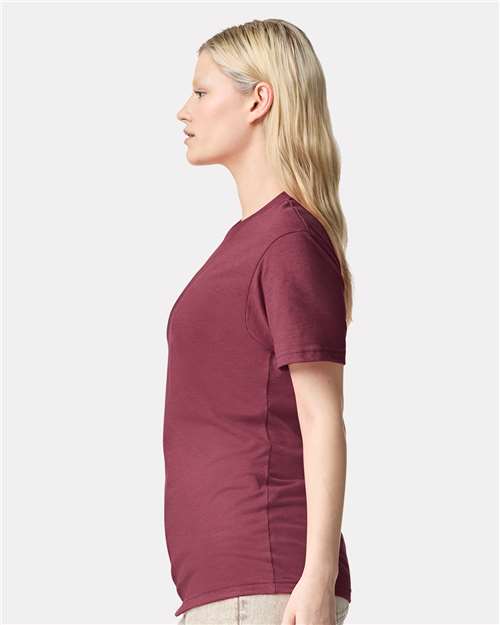 American Apparel 2001CVC Unisex CVC Tee - Heather Cranberry - model side