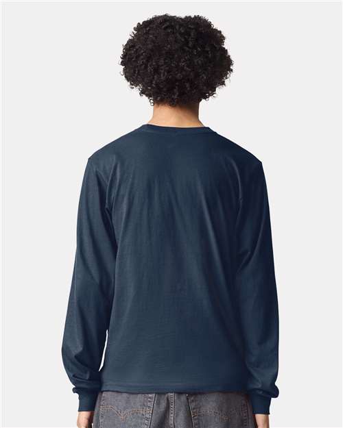American Apparel 2007 Unisex Fine Jersey Long Sleeve Tee - Sea Blue - model back
