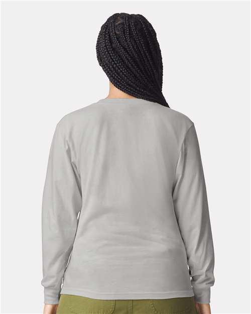 American Apparel 2007 Unisex Fine Jersey Long Sleeve Tee - New Silver - model back