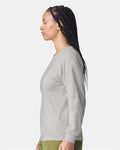 American Apparel 2007 Unisex Fine Jersey Long Sleeve Tee - New Silver - model side
