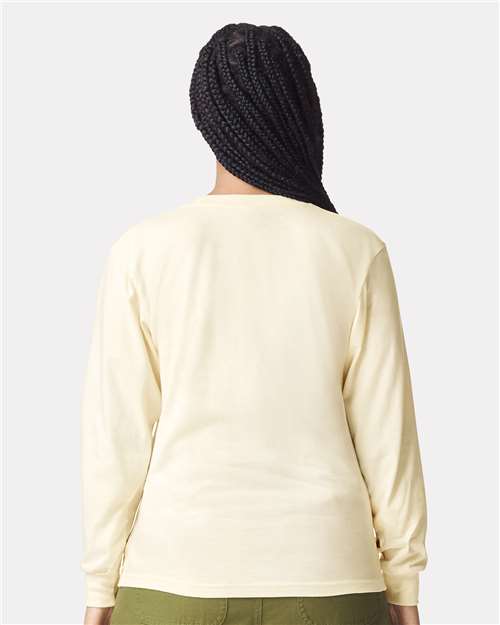 American Apparel 2007 Unisex Fine Jersey Long Sleeve Tee - Cream - model back
