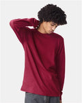 American Apparel 2007 Unisex Fine Jersey Long Sleeve Tee - Cranberry - model front