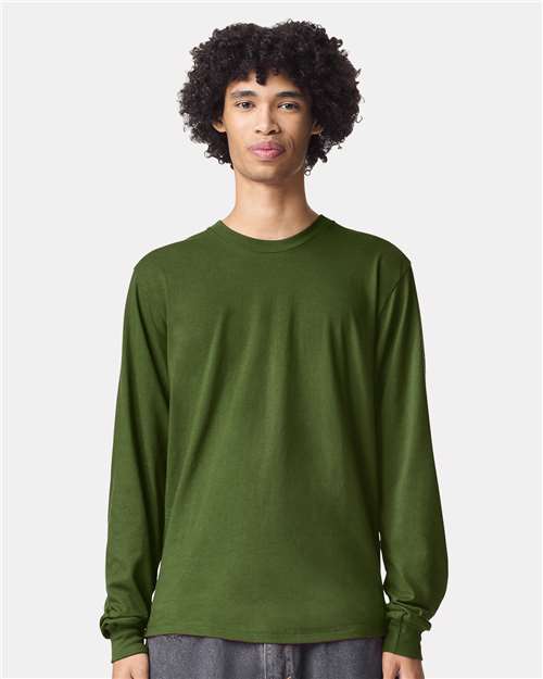 American Apparel 2007 Unisex Fine Jersey Long Sleeve Tee - Olive - model front