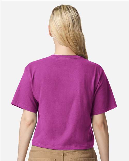 American Apparel 102 Women's Fine Jersey Boxy Tee - Super Pink - model back