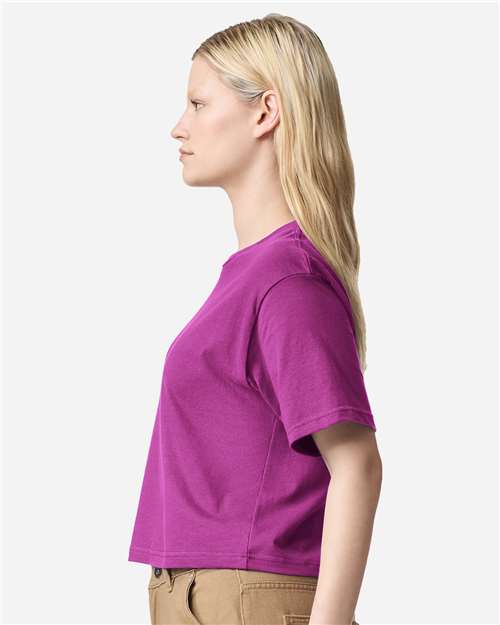 American Apparel 102 Women's Fine Jersey Boxy Tee - Super Pink - model side