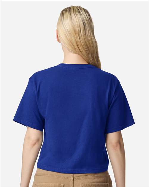 American Apparel 102 Women's Fine Jersey Boxy Tee - Lapis - model back